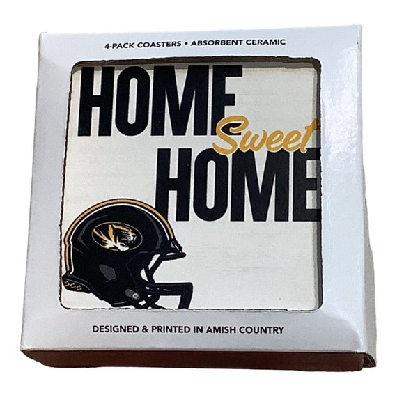 Home Sweet Home Missouri Tigers  NCAA 4 x 4 Absorbent Ceramic Coasters Pack of 4 - Picture 3 of 3